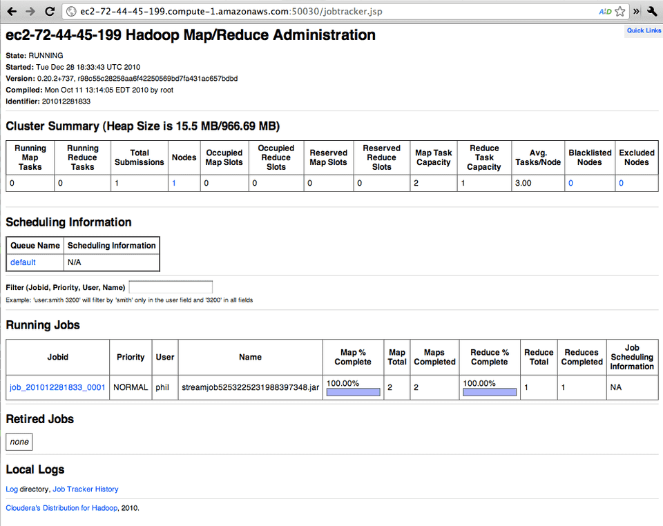 jobTracker after successful run