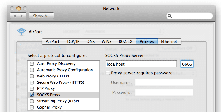 SOCKS Proxy Configuration Hadoop SOCKS Proxy Configuration for Mac OS X